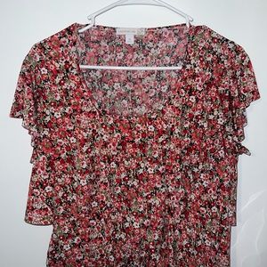 westport 1962 red floral short sleeve blouse top
